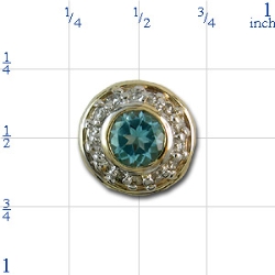 AC501 14K BEZEL BLUE TOPAZ SLIDE WITH DIAMONDS 